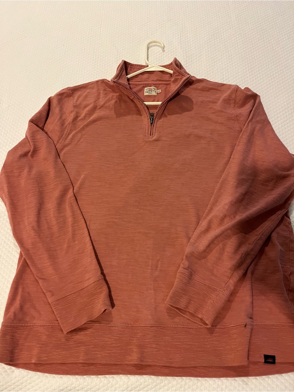 Faherty Sunwashed Slub Cotton Quarter-Zip Sweatshirt Summer Red Red Orange XL